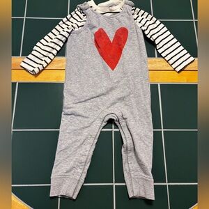 Hanna Andersson Heart Valentine Overall Set 85cm 2T